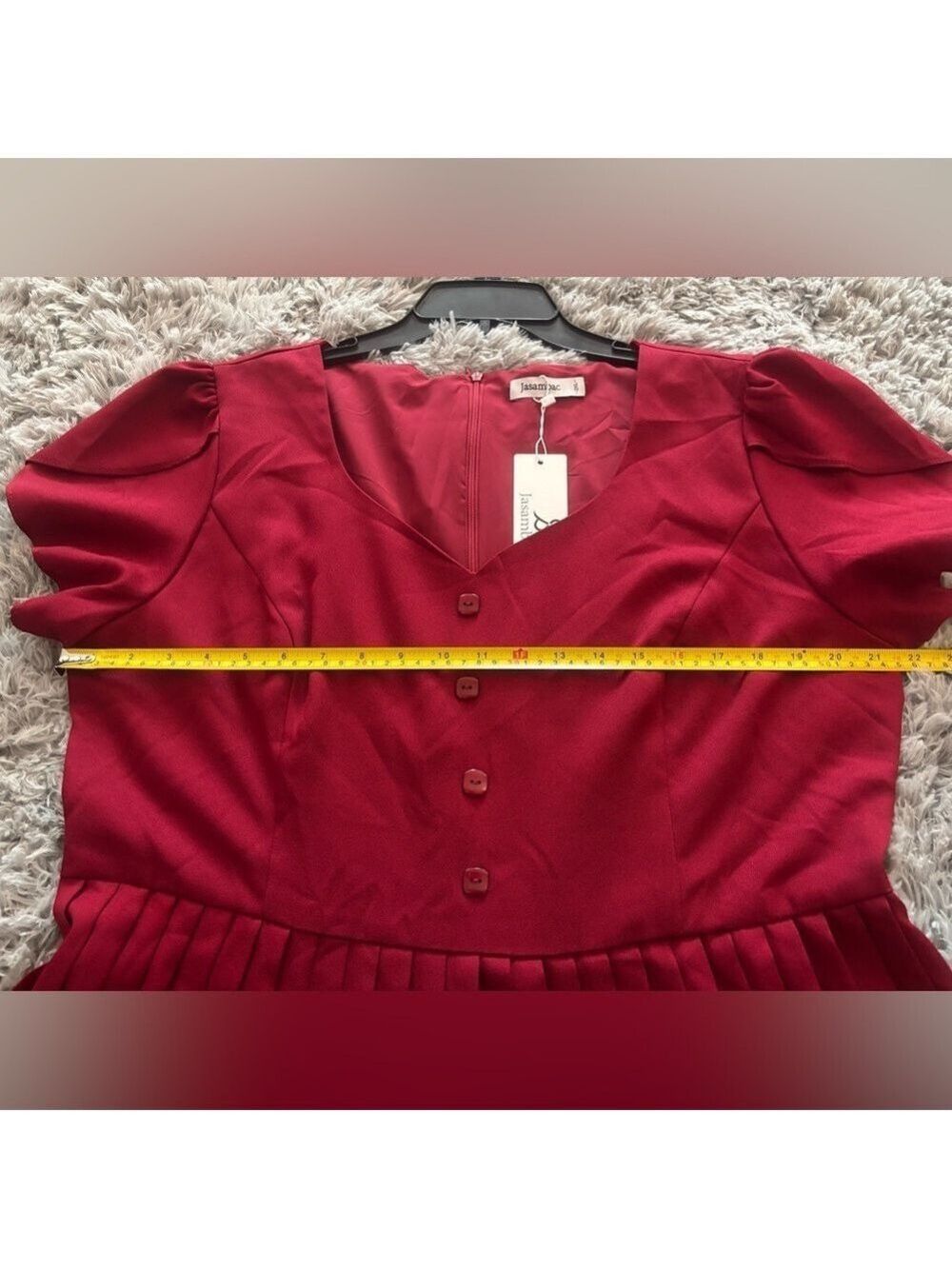 Burgundy Red Pleated Midi Dress Flutter Sleeves Size 2XL - Picture 6 of 11